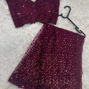 Midnight Glam Sequin Net Party Wear Saree - Image 6