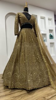 Royal Golden Kasturi Silk Georgette Lehenga Choli - Image 4