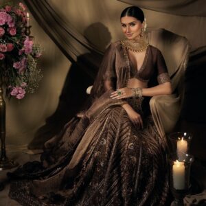 Brown Thai Silk Bridal Lehenga