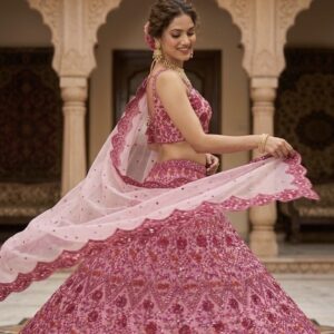Hot Pink Net Lehenga