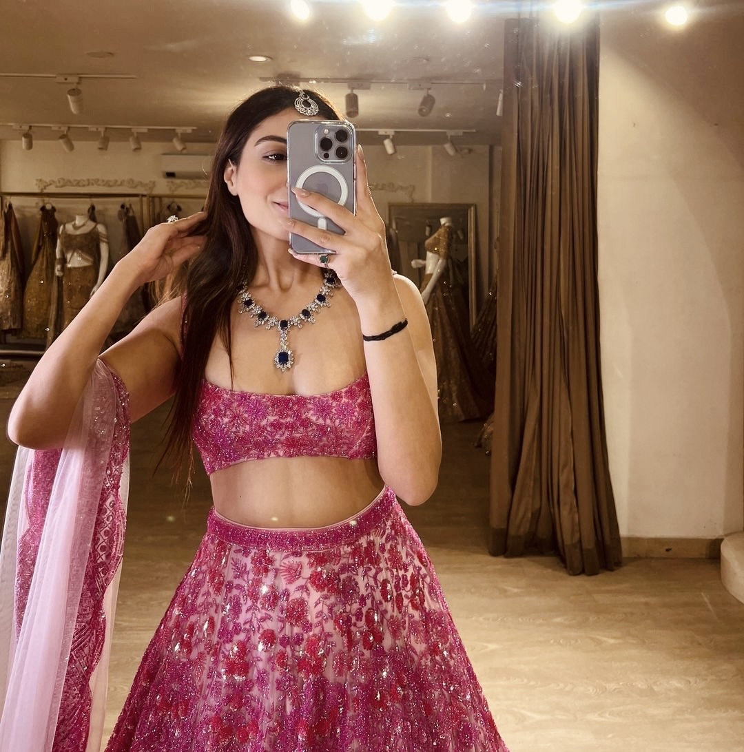 Hot Pink Net Lehenga - Image 7