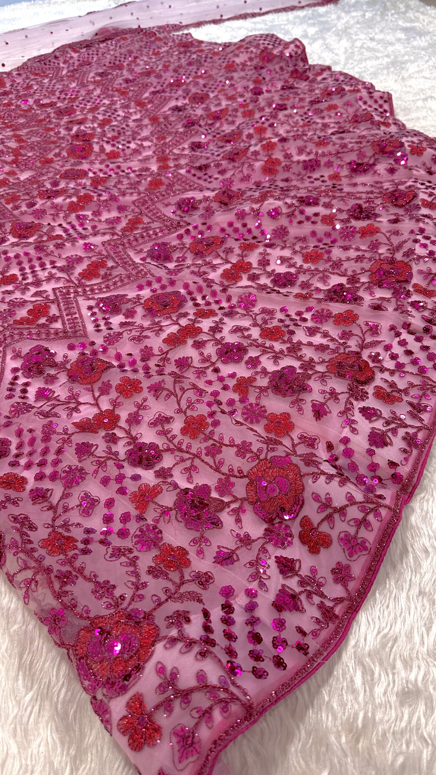 Hot Pink Net Lehenga - Image 9
